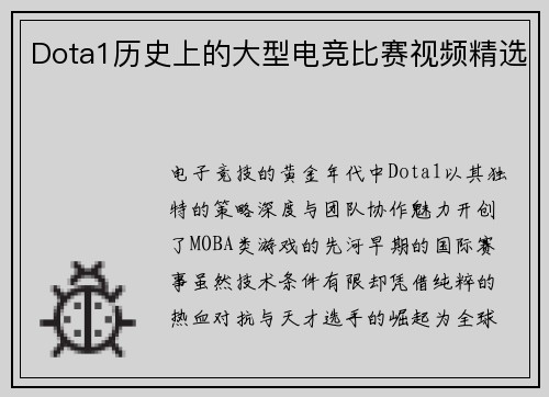Dota1历史上的大型电竞比赛视频精选