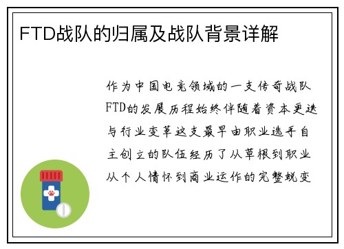 FTD战队的归属及战队背景详解